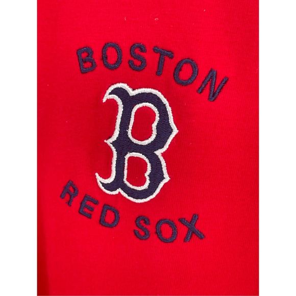 Major League Boston Red Sox Top Women Size Medium Full Zip Red Blue Baseball - Picture 3 of 14